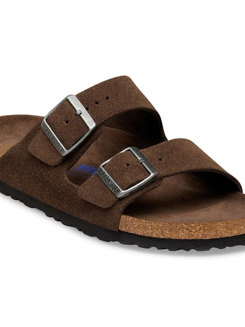 Birkenstock Arizona Suede Two-Buckle Sandal — Dark Brown